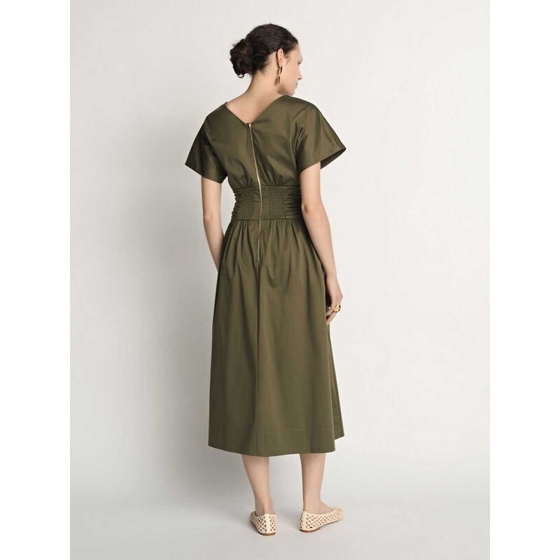 Veronika Maine Stretch Cotton Gathered Waist Midi Dress image number 1